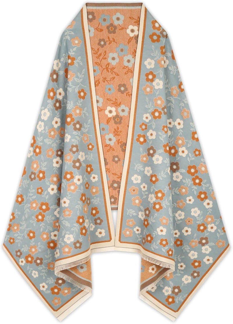 EXTREE Scarfs for Women Pashmina Silky Shawl Wrap for Evening Dressing Blanket Open Front Poncho Cape - Image 1